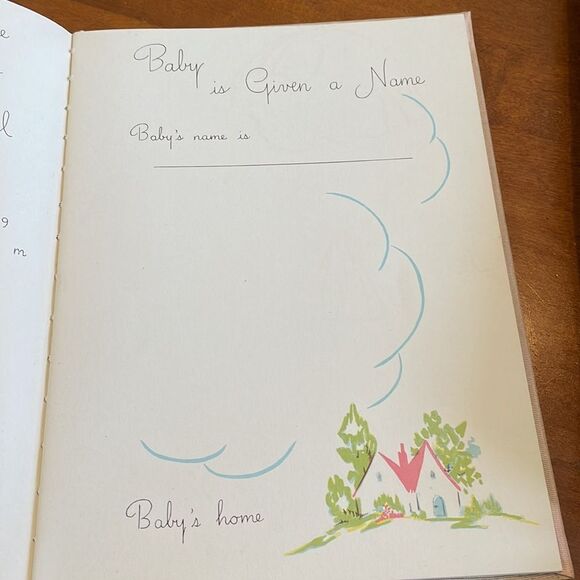 Vintage late40s/early 50s pink satin covered unused Baby Book - Picture 7 of 12